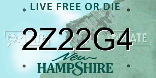 2Z22G4 New Hampshire License Plate