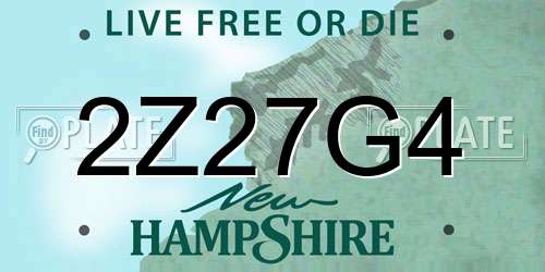 2Z27G4 New Hampshire License Plate