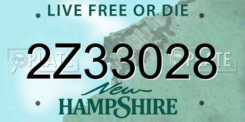 2Z33028 New Hampshire License Plate