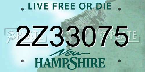 2Z33075 New Hampshire License Plate