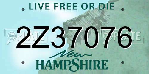 2Z37076 New Hampshire License Plate