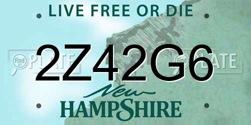 2Z42G6 New Hampshire License Plate