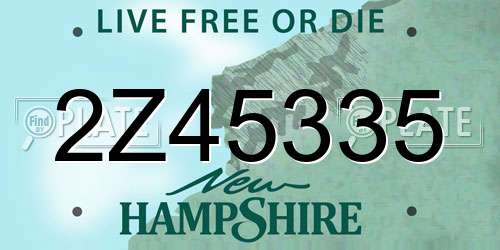 2Z45335 New Hampshire License Plate