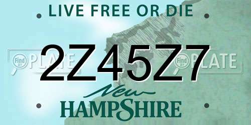 2Z45Z7 New Hampshire License Plate