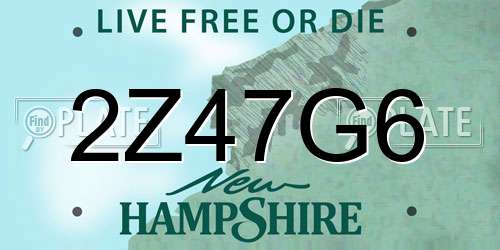 2Z47G6 New Hampshire License Plate
