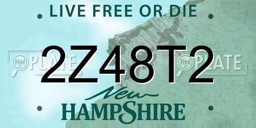 2Z48T2 New Hampshire License Plate