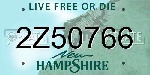 2Z50766 New Hampshire License Plate
