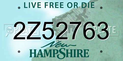 2Z52763 New Hampshire License Plate