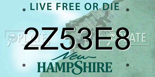 2Z53E8 New Hampshire License Plate
