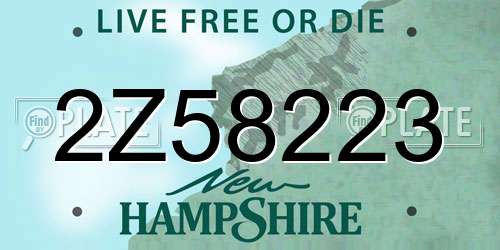 2Z58223 New Hampshire License Plate