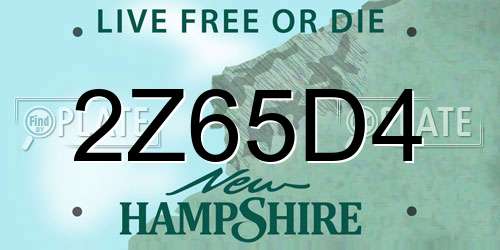 2Z65D4 New Hampshire License Plate