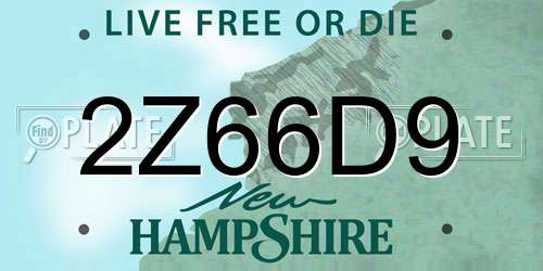 2Z66D9 New Hampshire License Plate