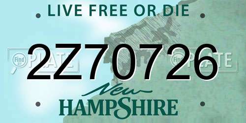 2Z70726 New Hampshire License Plate