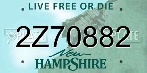 2Z70882 New Hampshire License Plate