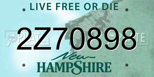 2Z70898 New Hampshire License Plate