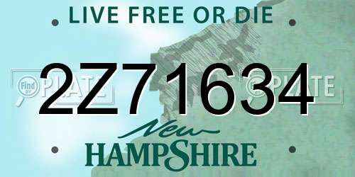 2Z71634 New Hampshire License Plate