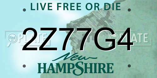 2Z77G4 New Hampshire License Plate