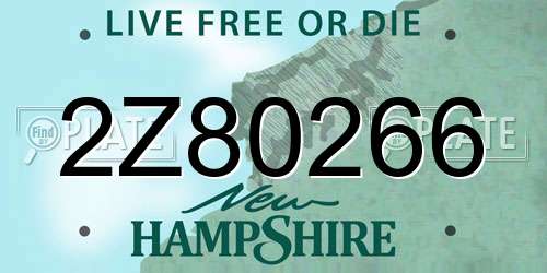 2Z80266 New Hampshire License Plate