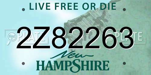 2Z82263 New Hampshire License Plate