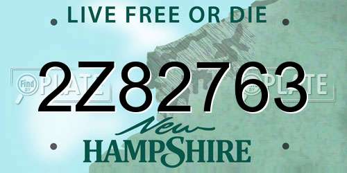 2Z82763 New Hampshire License Plate
