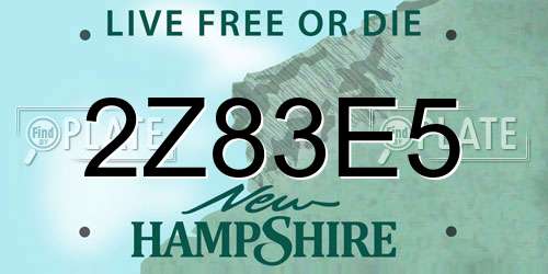 2Z83E5 New Hampshire License Plate