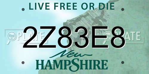 2Z83E8 New Hampshire License Plate