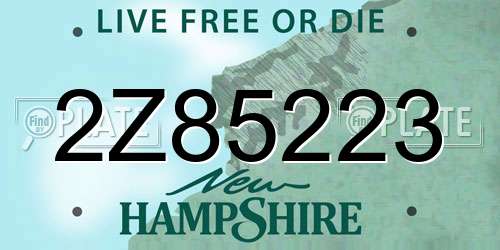 2Z85223 New Hampshire License Plate