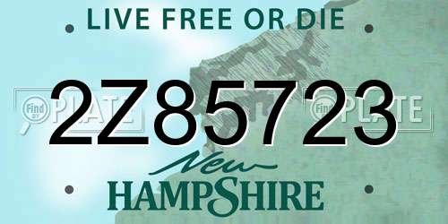 2Z85723 New Hampshire License Plate