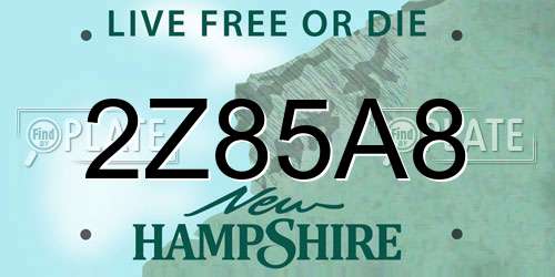 2Z85A8 New Hampshire License Plate