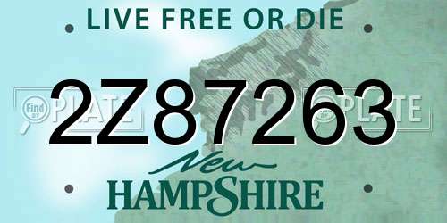 2Z87263 New Hampshire License Plate