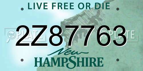 2Z87763 New Hampshire License Plate