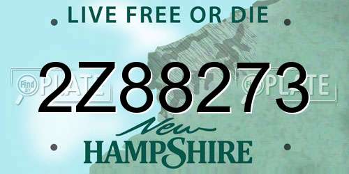 2Z88273 New Hampshire License Plate