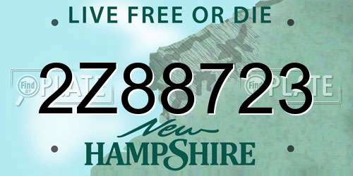 2Z88723 New Hampshire License Plate