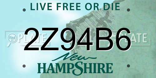 2Z94B6 New Hampshire License Plate