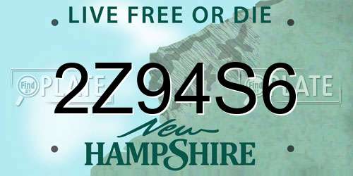 2Z94S6 New Hampshire License Plate