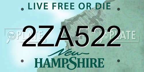 2ZA522 New Hampshire License Plate