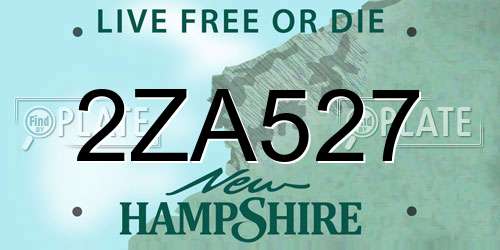 2ZA527 New Hampshire License Plate