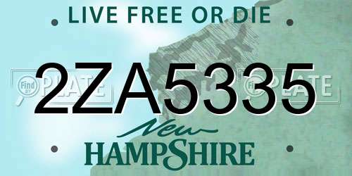 2ZA5335 New Hampshire License Plate