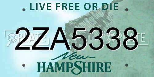 2ZA5338 New Hampshire License Plate