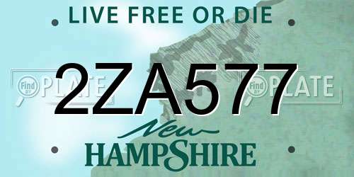 2ZA577 New Hampshire License Plate