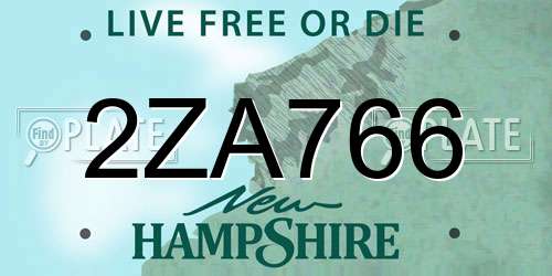 2ZA766 New Hampshire License Plate