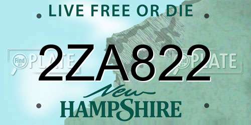 2ZA822 New Hampshire License Plate