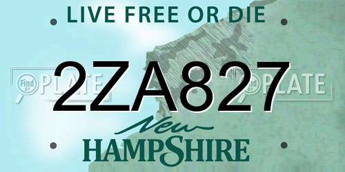 2ZA827 New Hampshire License Plate