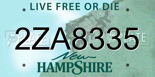 2ZA8335 New Hampshire License Plate