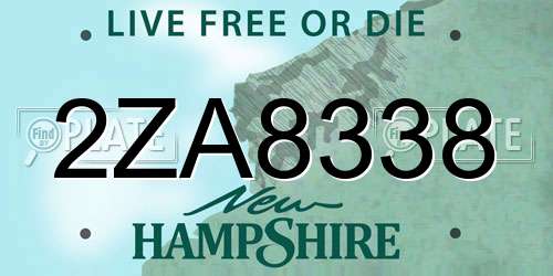 2ZA8338 New Hampshire License Plate