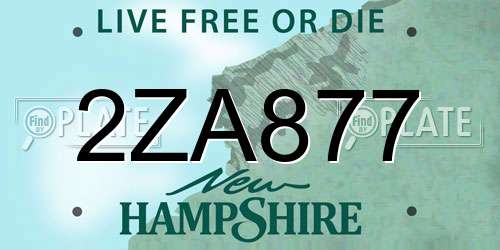 2ZA877 New Hampshire License Plate
