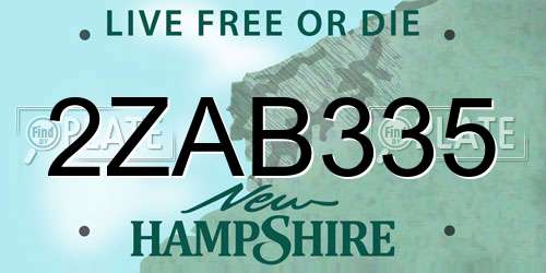 2ZAB335 New Hampshire License Plate