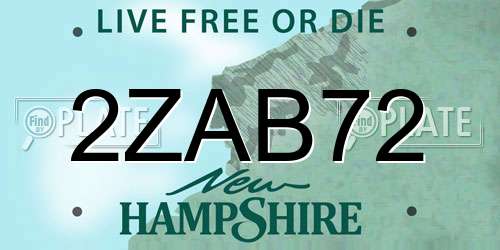 2ZAB72 New Hampshire License Plate