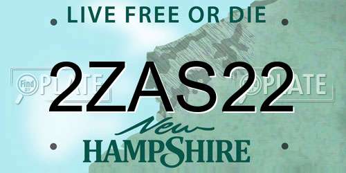 2ZAS22 New Hampshire License Plate