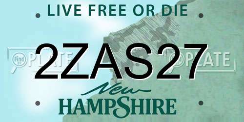 2ZAS27 New Hampshire License Plate
